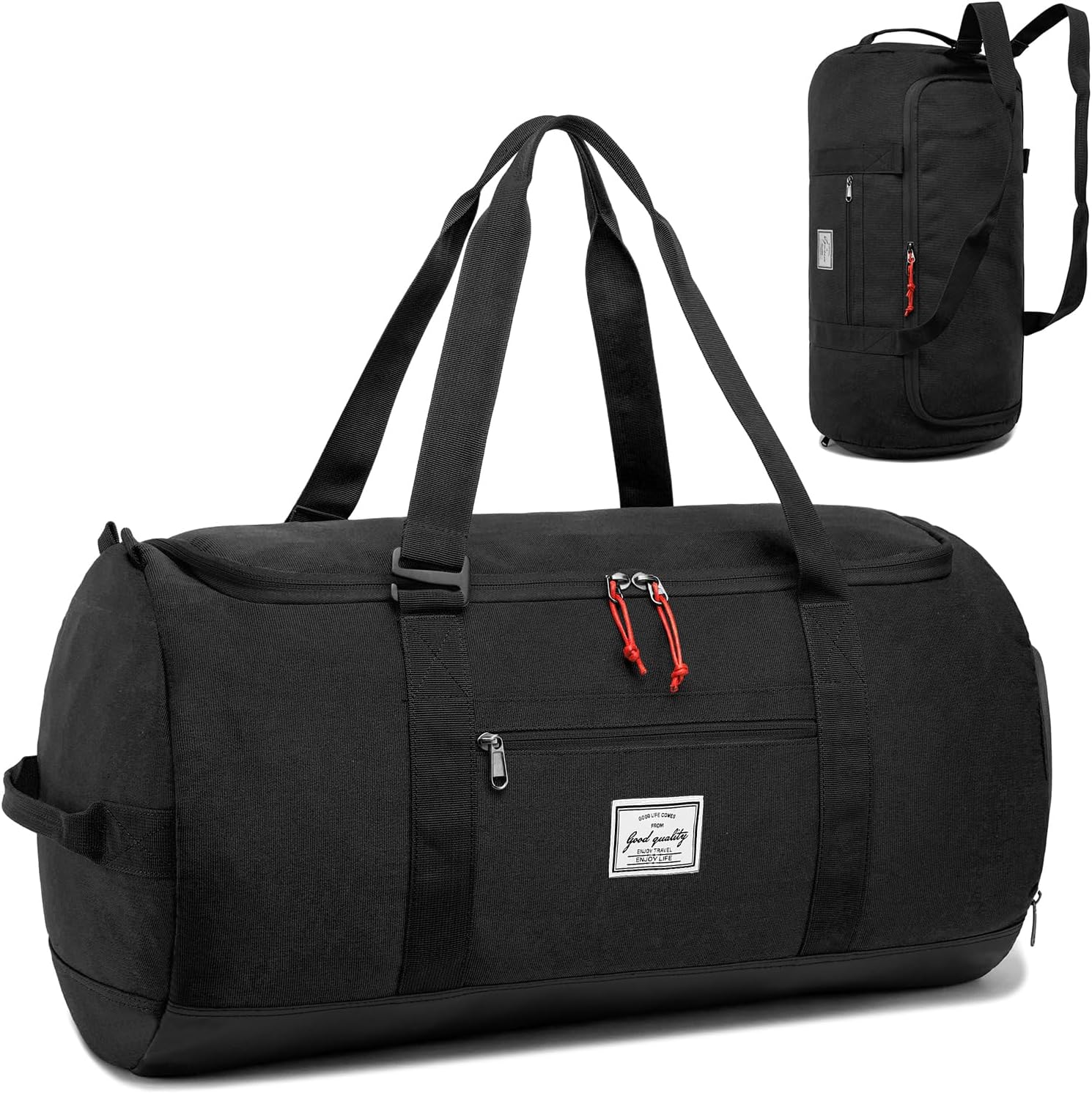 Sports Gym Bag Men - 60L Large Travel Duffle Bag with Shoe Compartment, Weekend Holdall Bags, Overnight Duffel Bag Backpack, Black