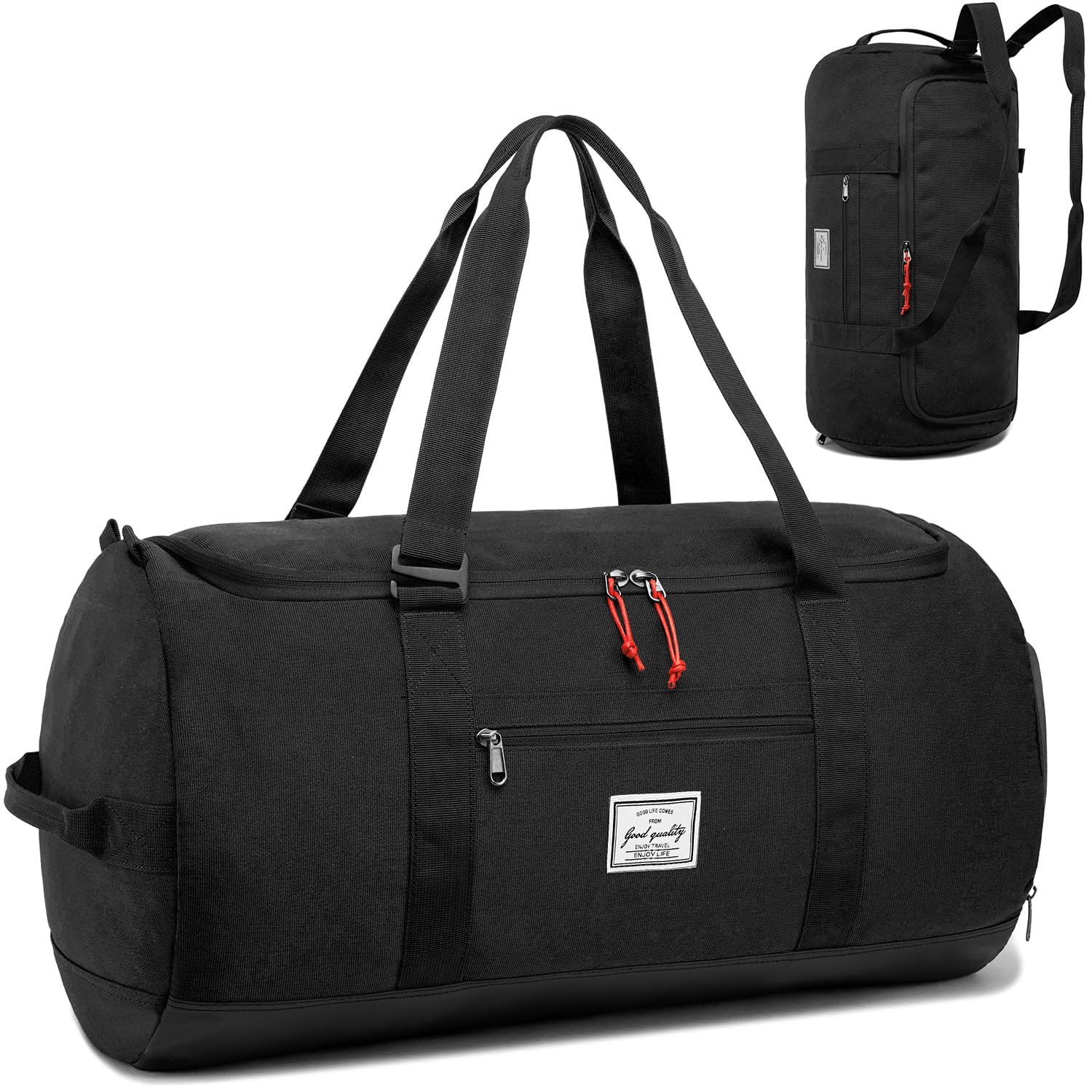 Sports Gym Bag Men - 60L Large Travel Duffle Bag with Shoe Compartment, Weekend Holdall Bags, Overnight Duffel Bag Backpack, Black