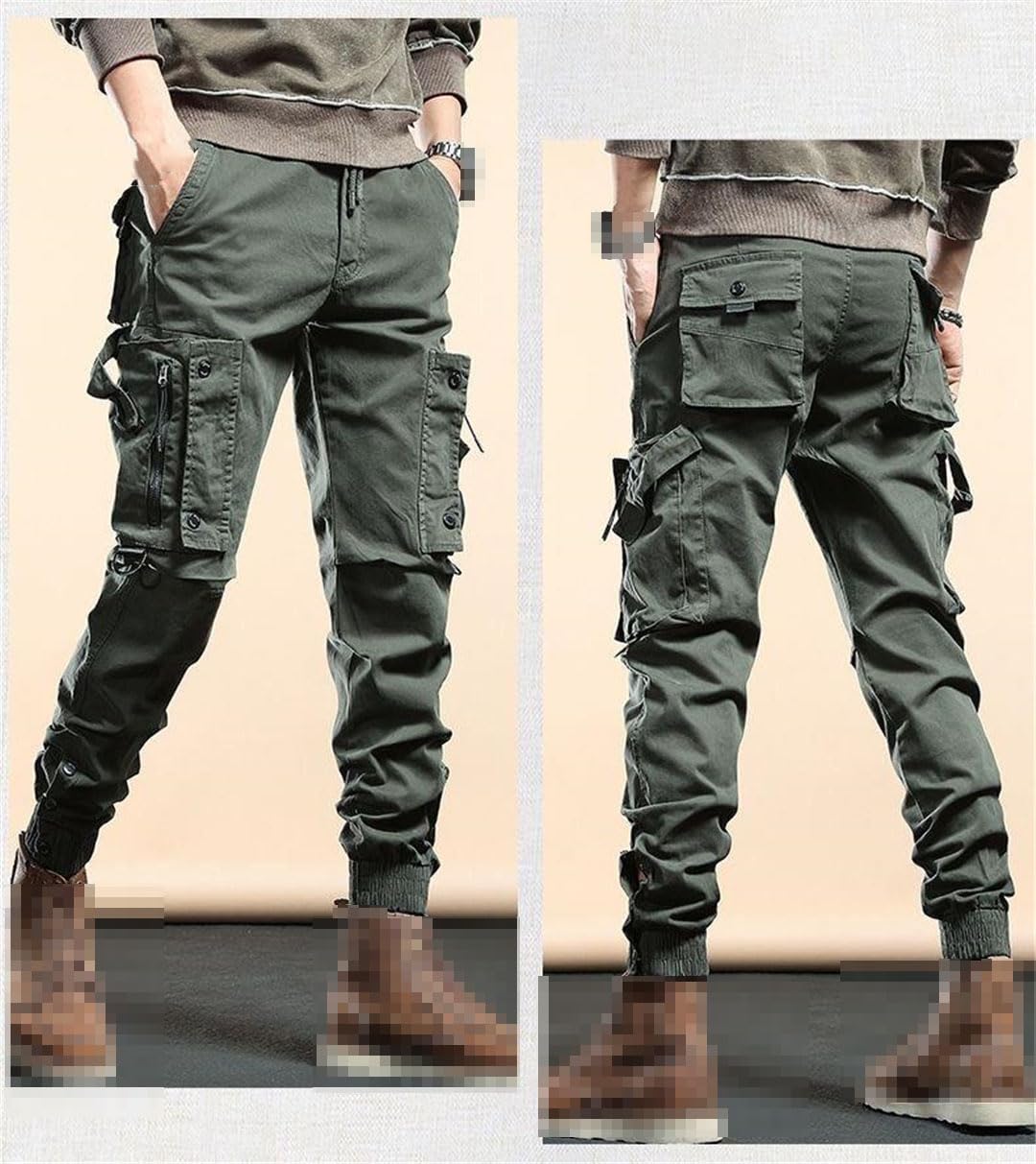 Vogrtcc Pantaloni da Uomo Pantaloni Cargo Pantaloni con Tasche con Cerniera Slim