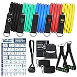 WIKDAY Exercise Resistance Bands with Handles for Working Out, 150/200/250/300 Lbs Workout Bands Set with Door Anchor for Physical Therapy, Yoga, Pilates