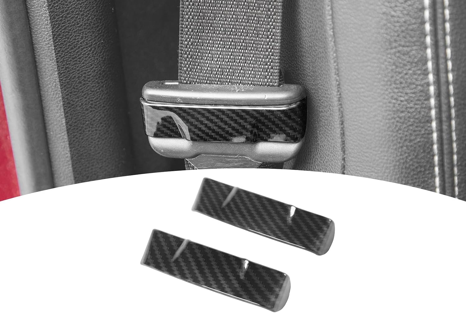 for F150 Seat Belt Buckle Cover Trim Fit for Ford F150 2015-2020 Mustang 2015+ Black Carbon Fiber Interior Accessories 2pcs