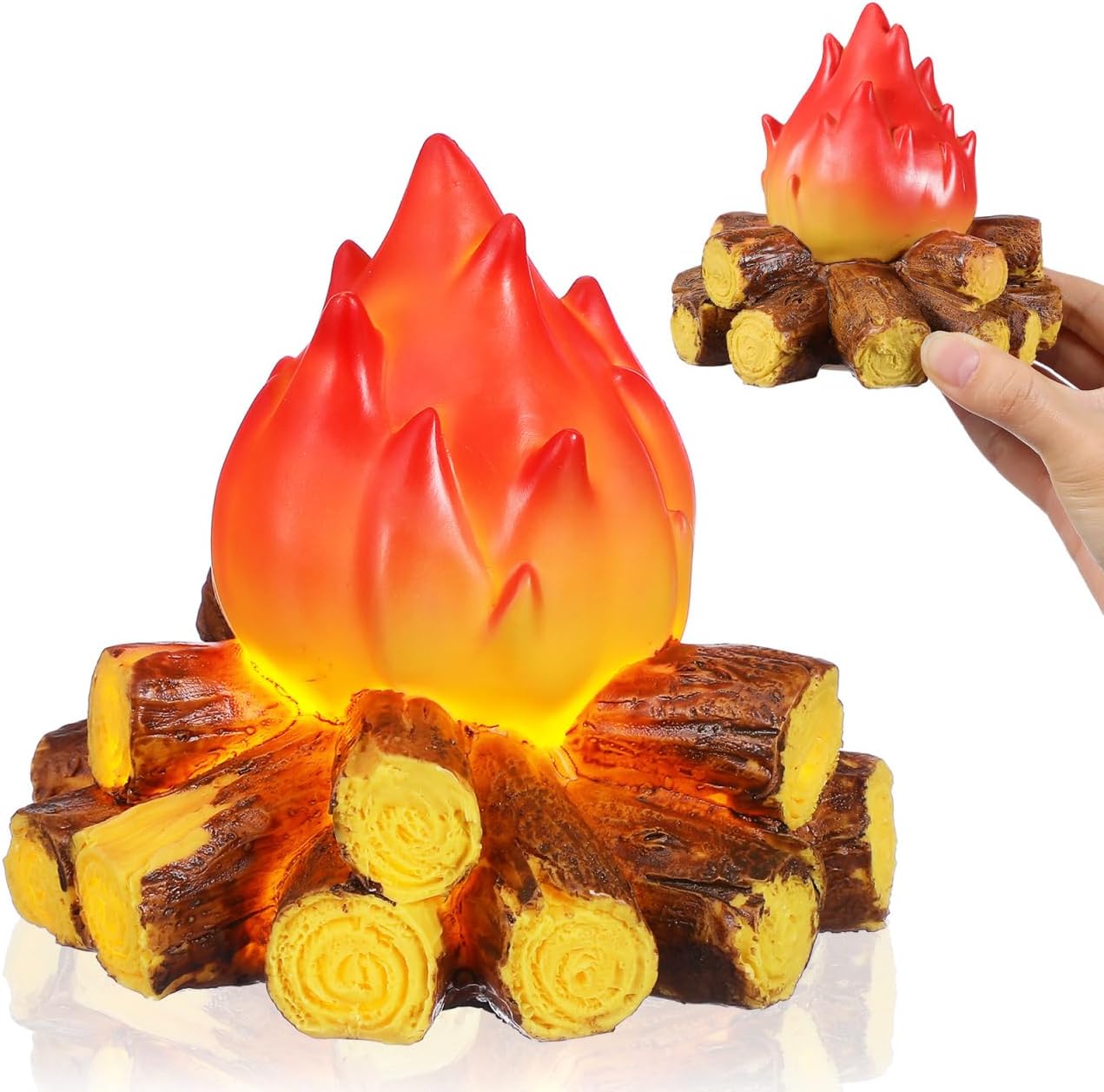 DOITOOL Christmas Faux Flickering Fire : LED Flame Effect Night Light,Light up Fireplace Logs Creative Simulation Mini Campfire Lamp, Fake Resin Decorative Indoor Miniature Dollhouse Accessories