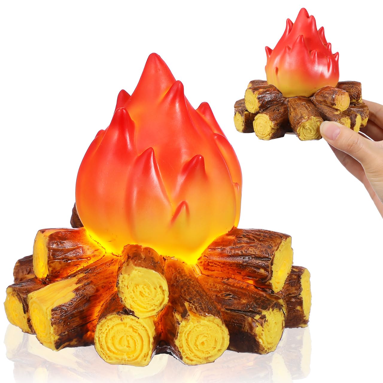 POPETPOP Fake Campfire Night Light: Realistic 3D LED Fake Fire Pit