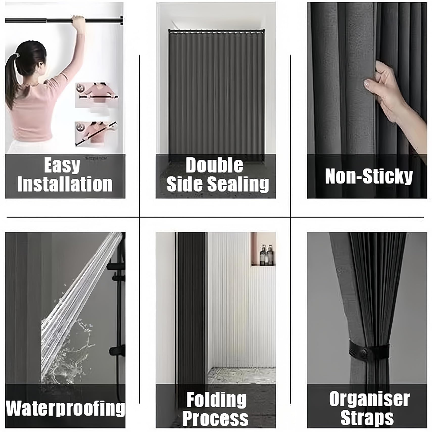 Rideau Accordéon Porte 230 x 220 cm Anti Froid et Chaleur, Séparateur de Pièce Pliable, Design Accordéon Rideaux Occultants pour Salon Chambre Maison et Cuisine, Beige