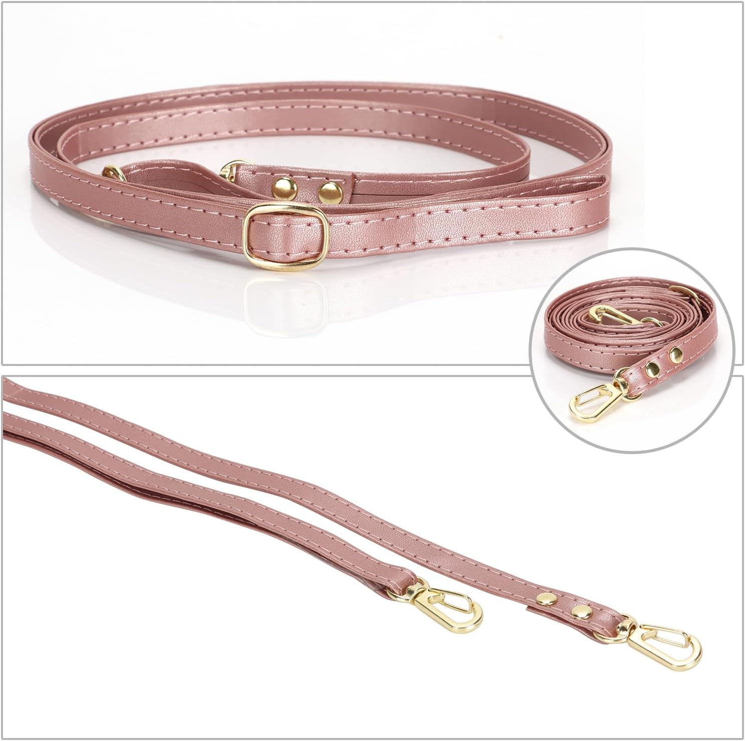 Replacement Adjustable PU Leather Crossbody Straps - Stylish, Durable, and Versatile Replacement Straps for Shoulder Bags, Purses, and Wallets (Rose Gold) - Image 6