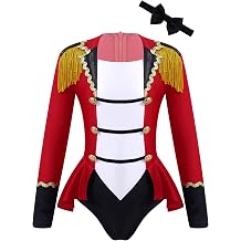 Choomomo Gymnastics Leotards for Girls with Bow Tie Long Sleeve Tassel Shoulder Circus Ringmaster Outfit
