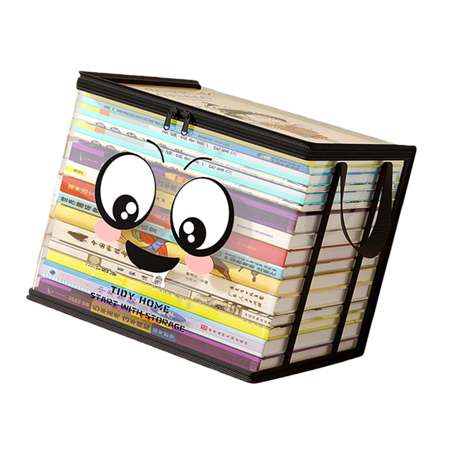 Xjdzineq Sturdy Clear PVC Book Storage Container Pliable Design Large Opening Double Handles Organiser Bin with Lid Box