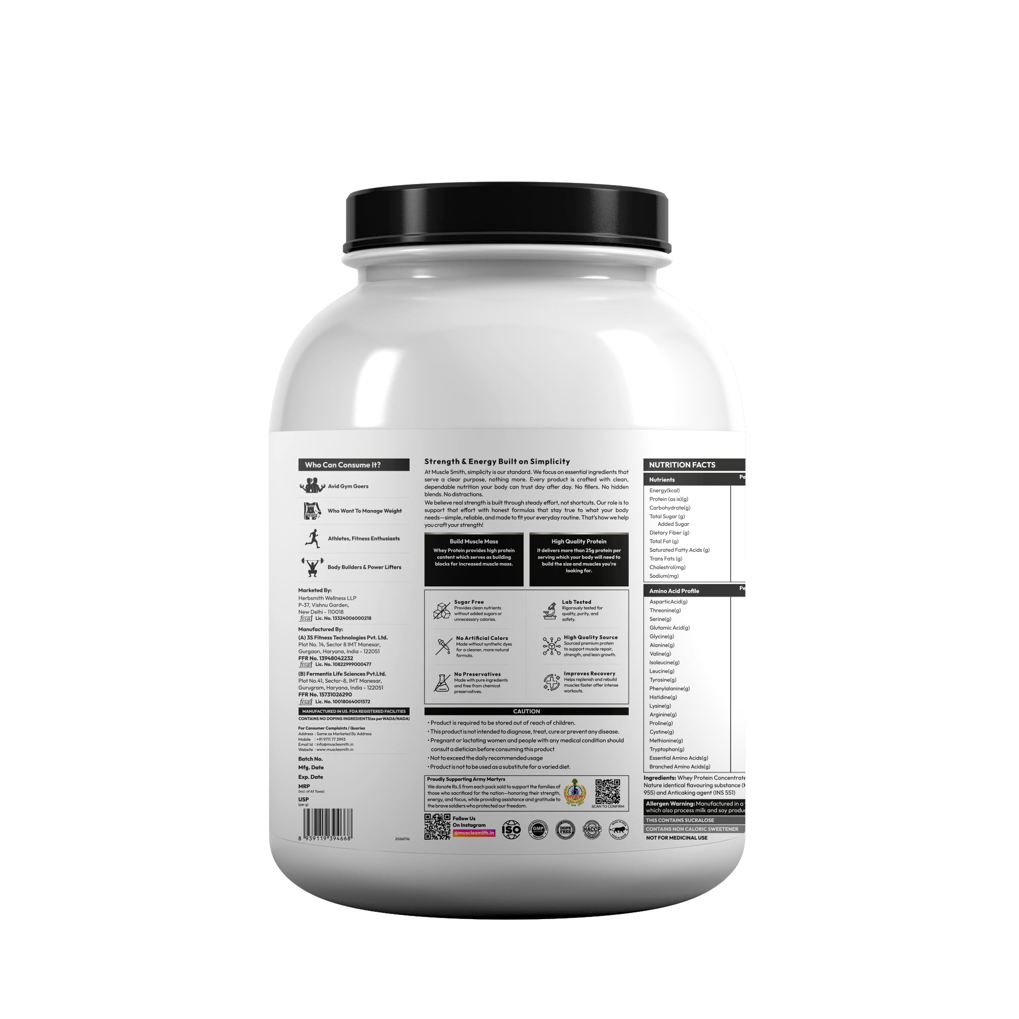 MuscleSmith Whey Protein Concentrate | 23g Protein, 3g Creatine, Digestive Enzymes | Supports Strength & Lean Muscle | No Added Sugar | Cold Coffee Flavour | 2kg (54 Servings) — Amazon image 9