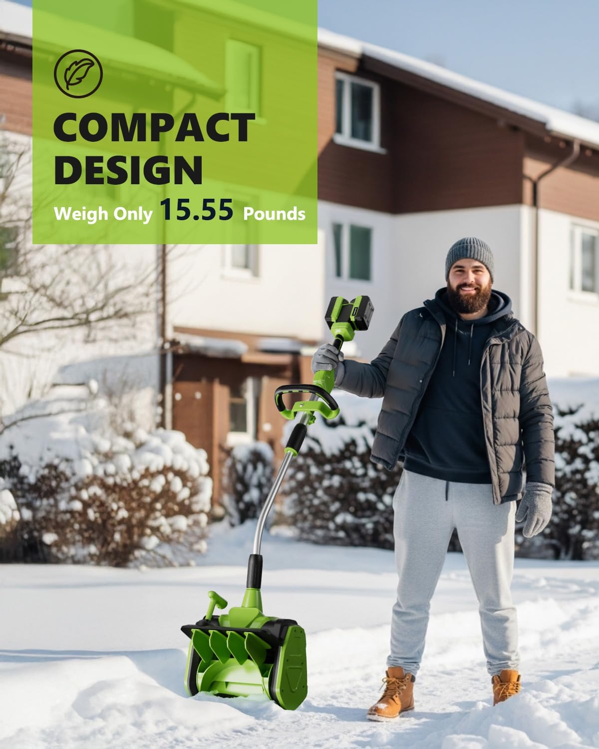 40V 13.5 Inch Cordless Snow Shovel, 1000W Battery Powered Snow Shovel with Directional Plate, Electric Snow Blower, with 2 * 20-Volt 4.0 Ah Lithium-ion Battery Pack & Dual-Port Quick Charger