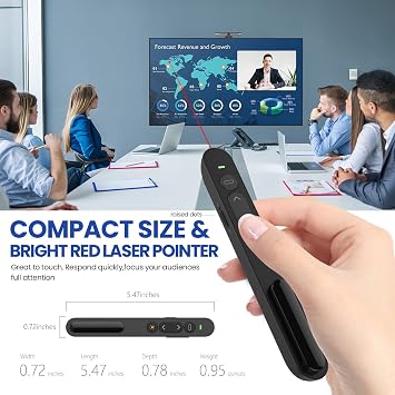 Presentation Clicker for PowerPoint Presentations, Wireless Presenter Presentation Remote for Computer/PC/Google Slides, PPT Clicker for Teacher, Classroom, Office, Meeting-Plug & Play