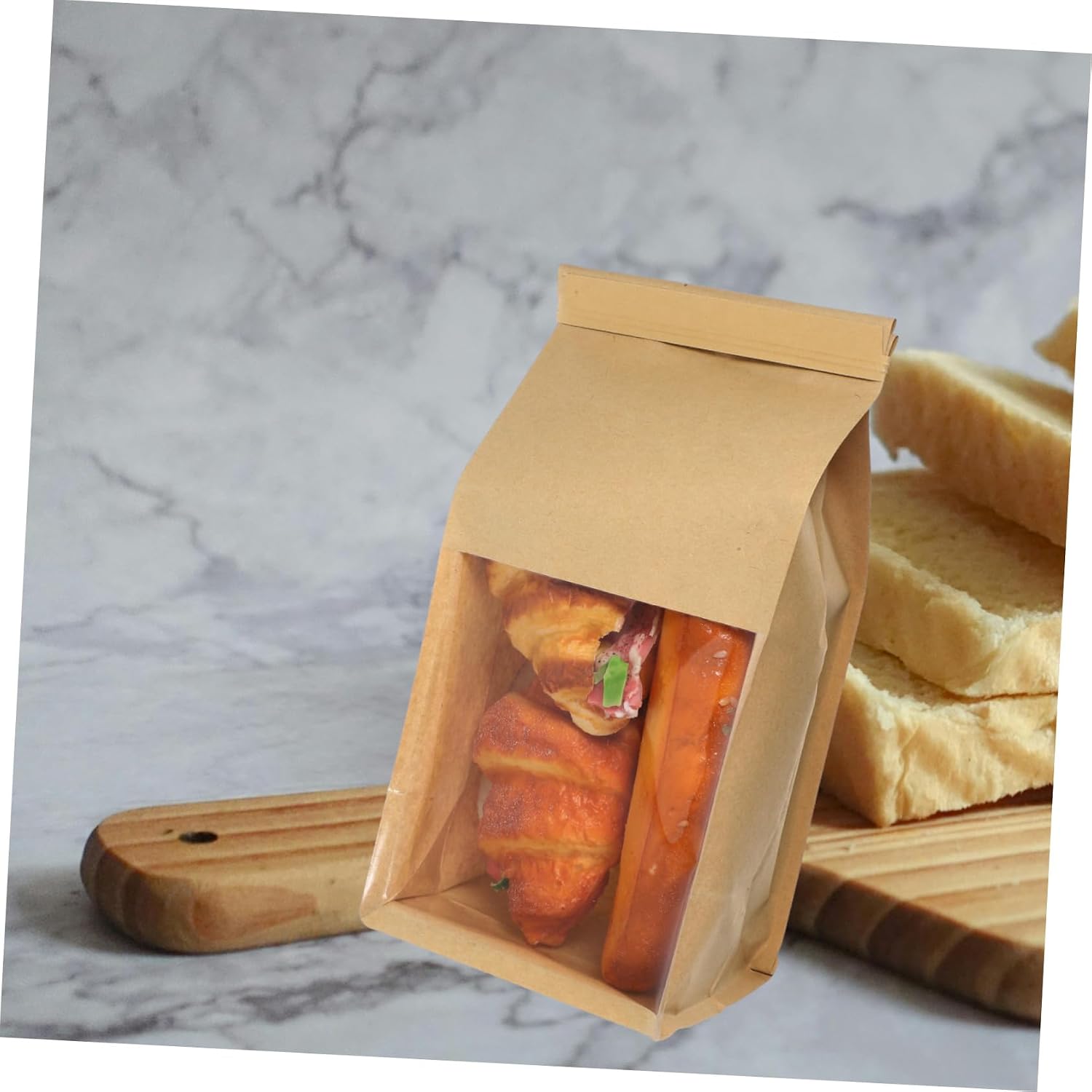 50pcs Self-sealing Bread Packaging Bags Paper Loaf Bags for Homemade Bread Storage Baking