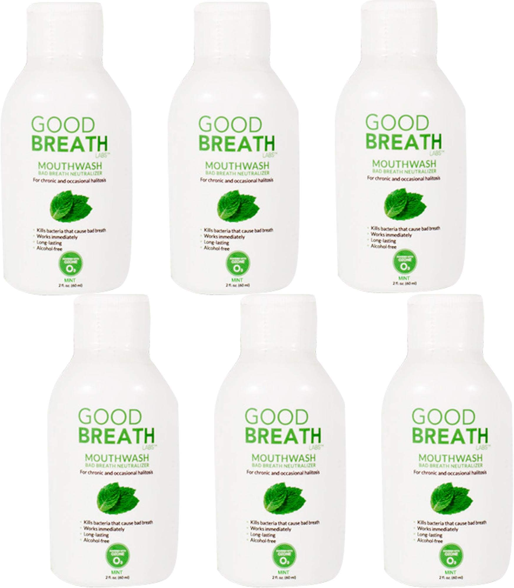 Goodbreath Mouthwash - Mint Mouth Rinse for Chronic Halitosis - New Ozone Technology Oral Rinse - Halitosis Treatment & Bad Breath Neutralizer - Mouthwash for Gum Diseases - Alcohol-free | 6 Pack,2 Oz