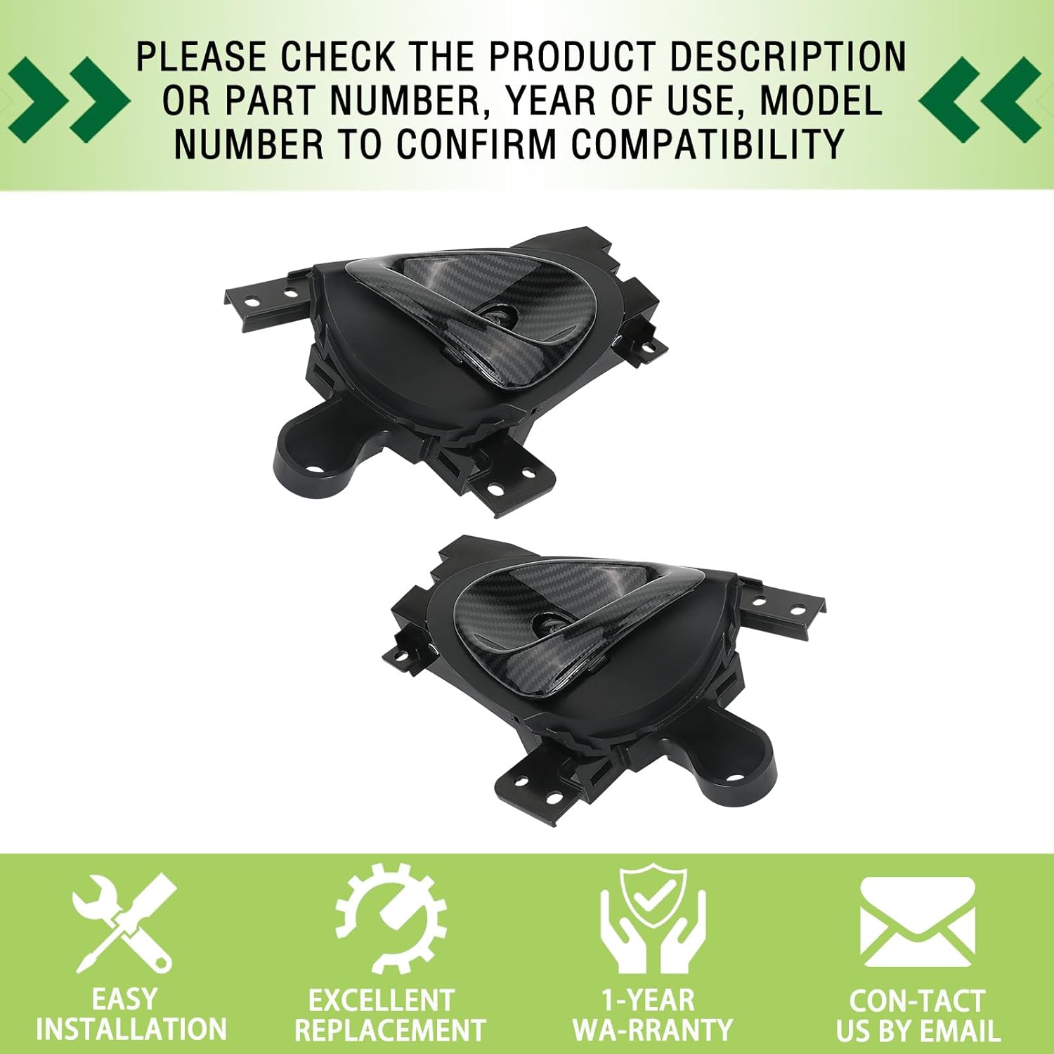 2pcs Interior Door Handles Left &Right Side Carbon Fiber Compatible with 2009-2020 Nissan 370Z Nismo Replaces 80671-6GA0A 80670-6GA0A