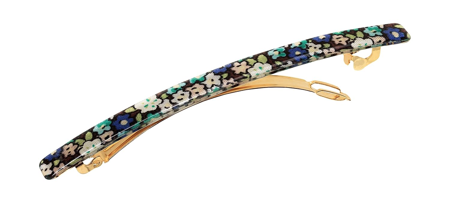 France Luxe Long and Skinny Barrette - Petite Fleur Teal