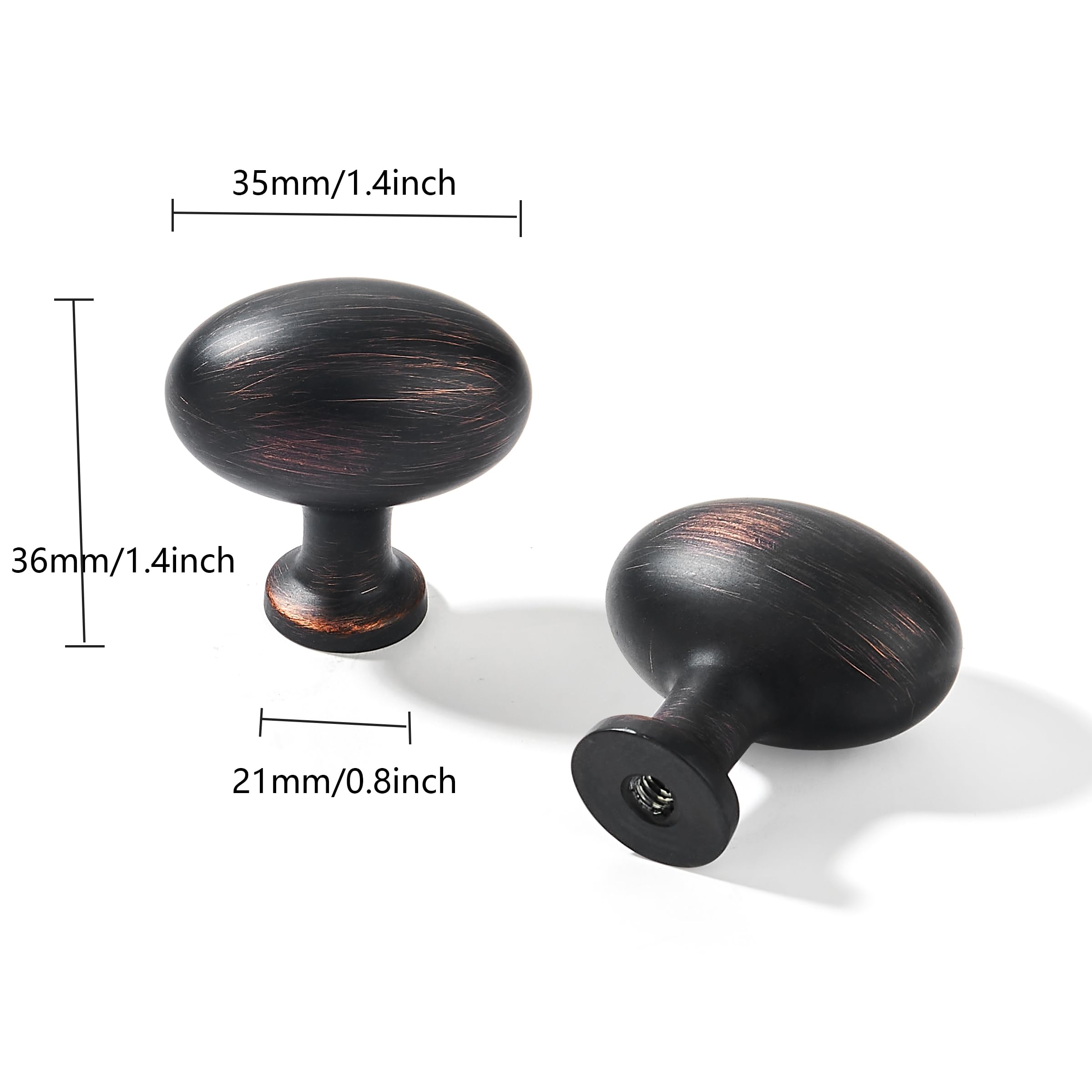 KHTUMEWARE-OVAL Oil Rubbed Bronze Cabinet Pulls CTC 1-3/8 in (35 mm) 6-Pack in Oil Rubbed Bronze — KHTUMEWARE