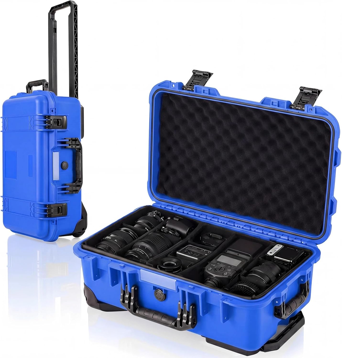Relaxweex Rolling Camera Hard Case with 15 Padded Dividers & Wheels
