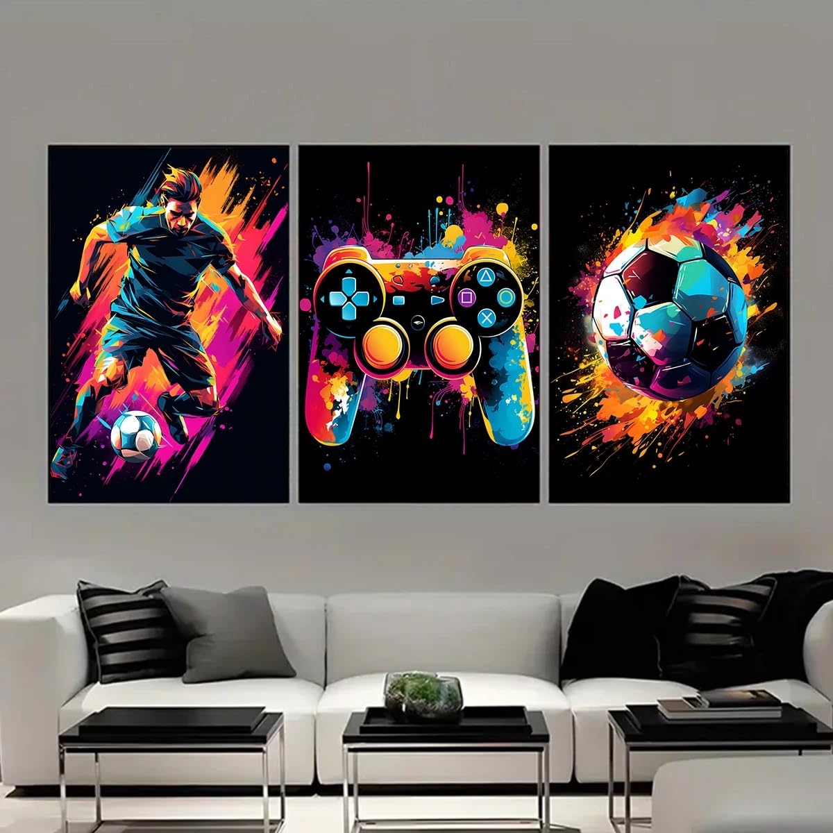 MAIMANG Póster de fútbol en lienzo, estética pop moderna, impresiones artísticas para dormitorio infantil, decoración del hogar (60 x 80 cm, sin marco)