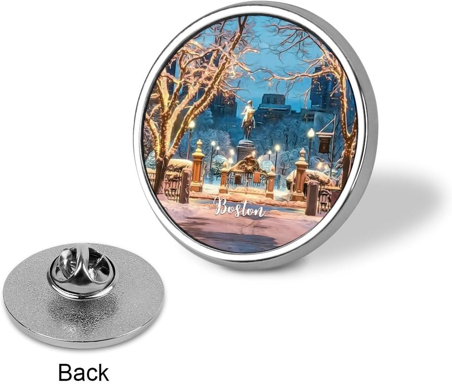 Boston Landscape Enamel Pins Sets Cityscape Downtown Jean Buttons Visitor Souvenir Landmark Custom Buttons Modern Skyline Building Vacation Momento Pins Set For Hats Jackets Women Men