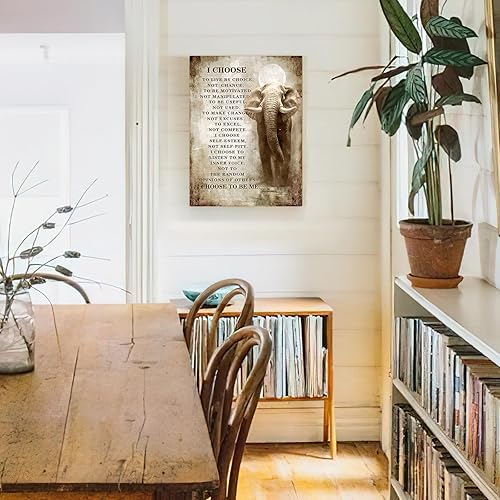 Miniatura 5 de Luslya Lienzo de elefante cristiano para pared, imagen motivacional de elefante, decoración de pared enmarcada, con citas inspiradoras, pósteres