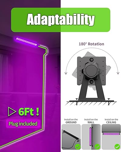 Miniatura 4 de Paquete de 4 barras de luz LED negra de 42 W, luz negra con cable de 6 pies+enchufe+interruptor, luz de área de 24 x 24 pies x 4, para Halloween,