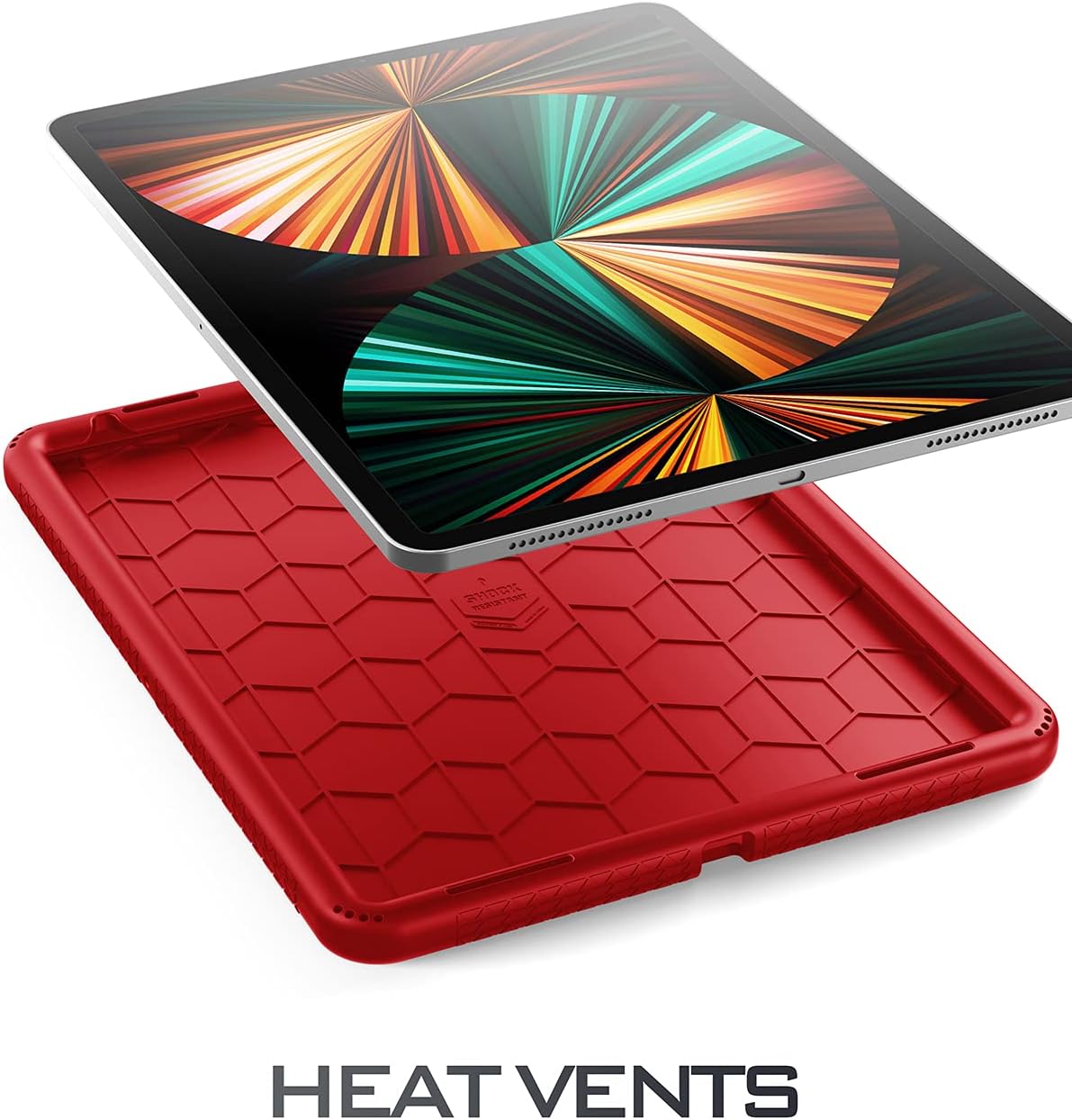 Poetic TurtleSkin Heavy Duty Case Designed for iPad Pro 12.9 2021/2020/2018 5th/4th/3rd Generation, Rugged Shockproof Drop Protection Kids Friendly Silicone Cover Case, Red