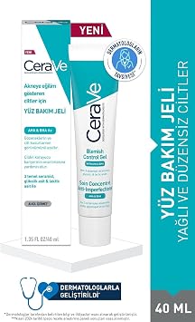 CeraVe Blemish Control Gel, Akneye E ilim G steren Ciltler  in Y z Bak m Jeli, AHA & BHA  eren, 40 ml