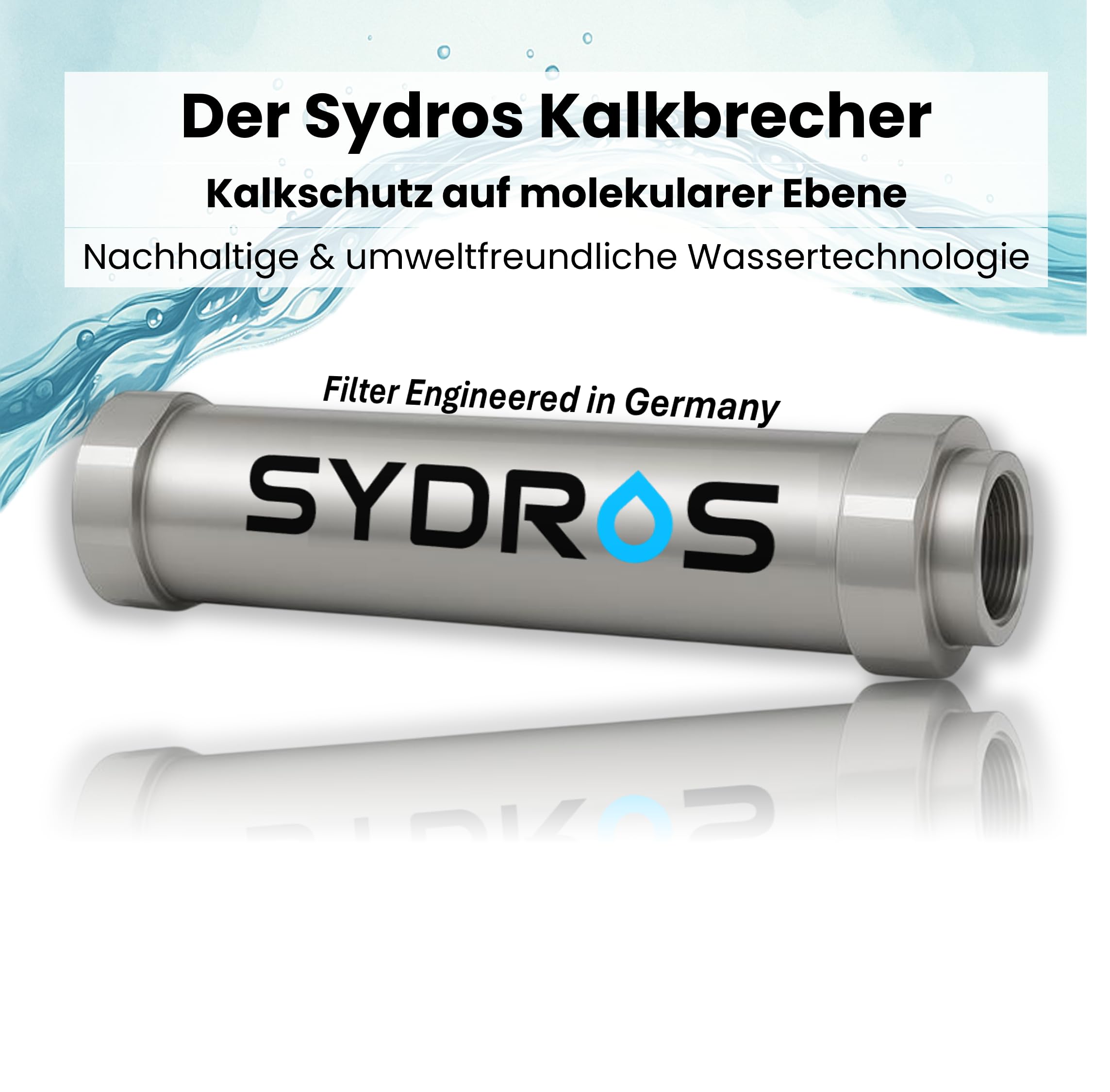 SYDROS Kalkschutzfilter XL Wasserfilter gegen Kalkablagerungen mit SET Technologie