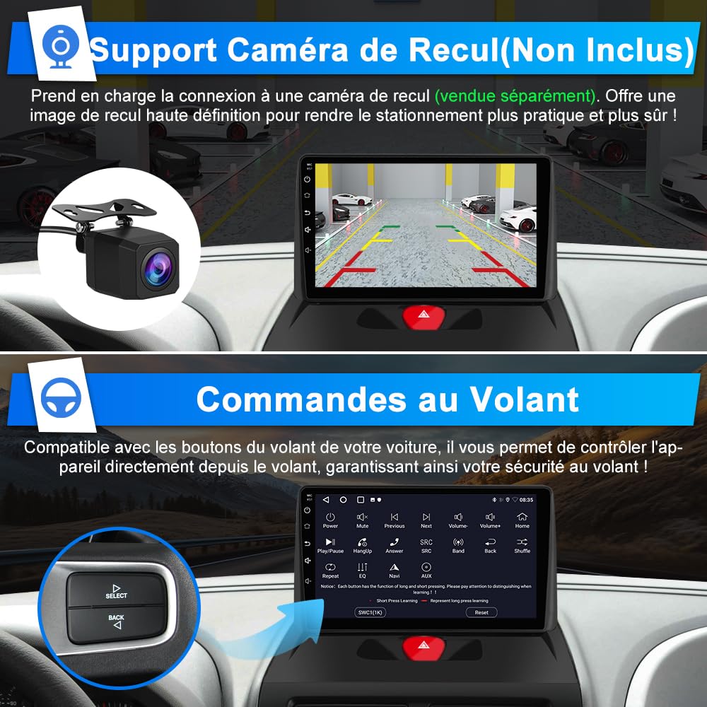 AWESAFE Autoradio Android 15 pour Peugeot Expert 2/Citroën Jumpy/Fiat Scudo/Toyota Proace (2007-2016), 9" Écran Tactile 2Go+64Go, CarPlay & Android Auto, GPS, Bluetooth WiFi FM USB DSP, SWC