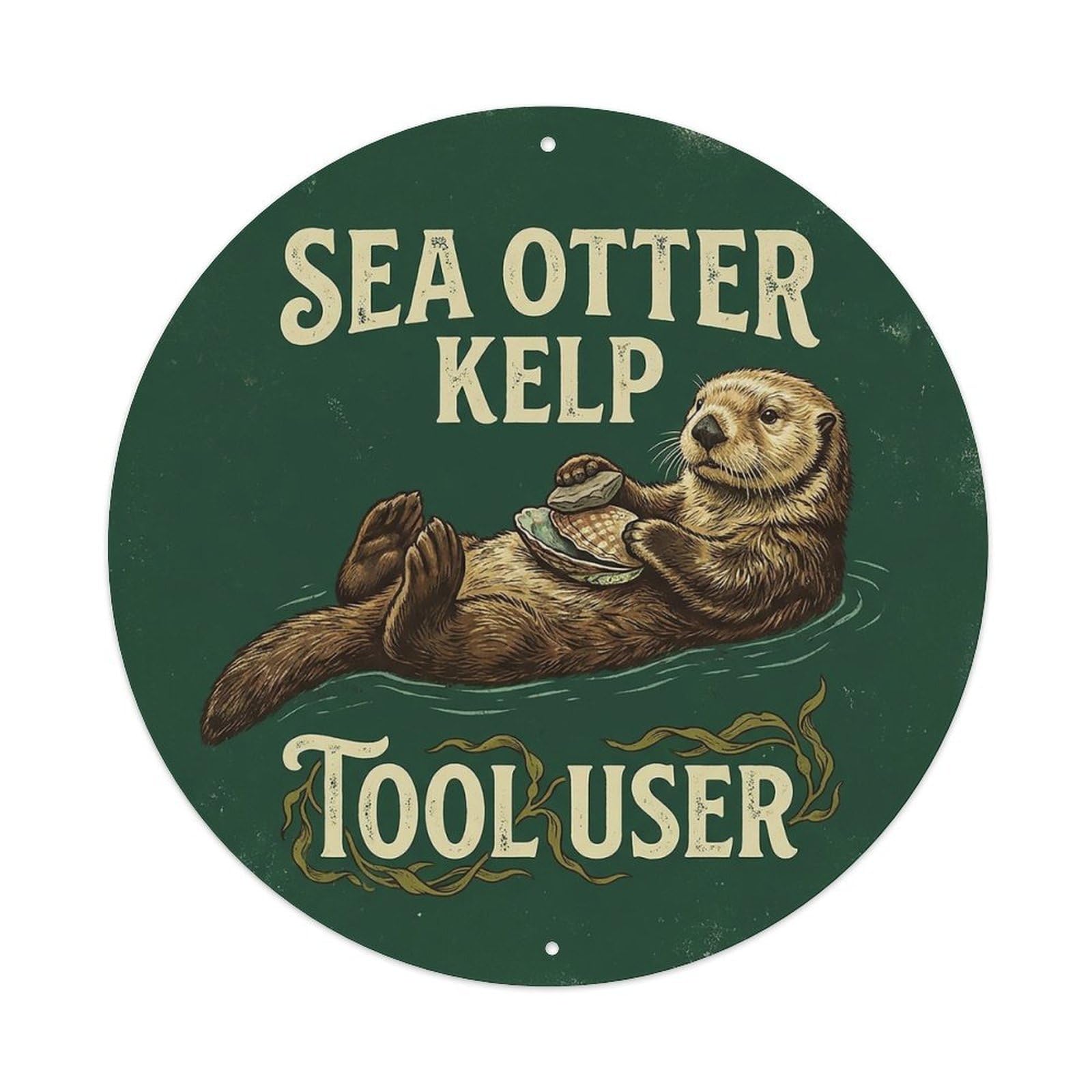 Cxhjca 8X8inch(20X20cm) Sea Otter Kelp Tool User Metal Tin Sign