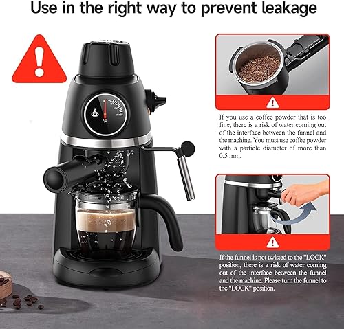 Miniatura 6 de SOWTECH Máquina de expreso, máquina de capuchino con espumador de leche de vapor, cafetera de café con leche de 3.5 bar con jarra