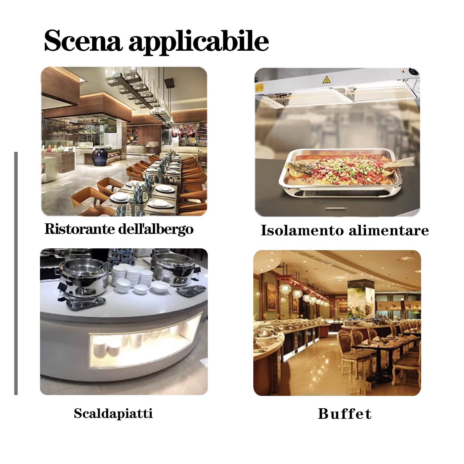 Lampada Riscaldante per Alimenti, Lampade Scaldavivande Cucina Sospeso, Lampade Riscaldanti per Cucina a Buffet Temperatura Regolabile 30-85°C per Ristoranti, Cucine, Hotel (1 Pezzo, 90 * 15 * 6,5cm)