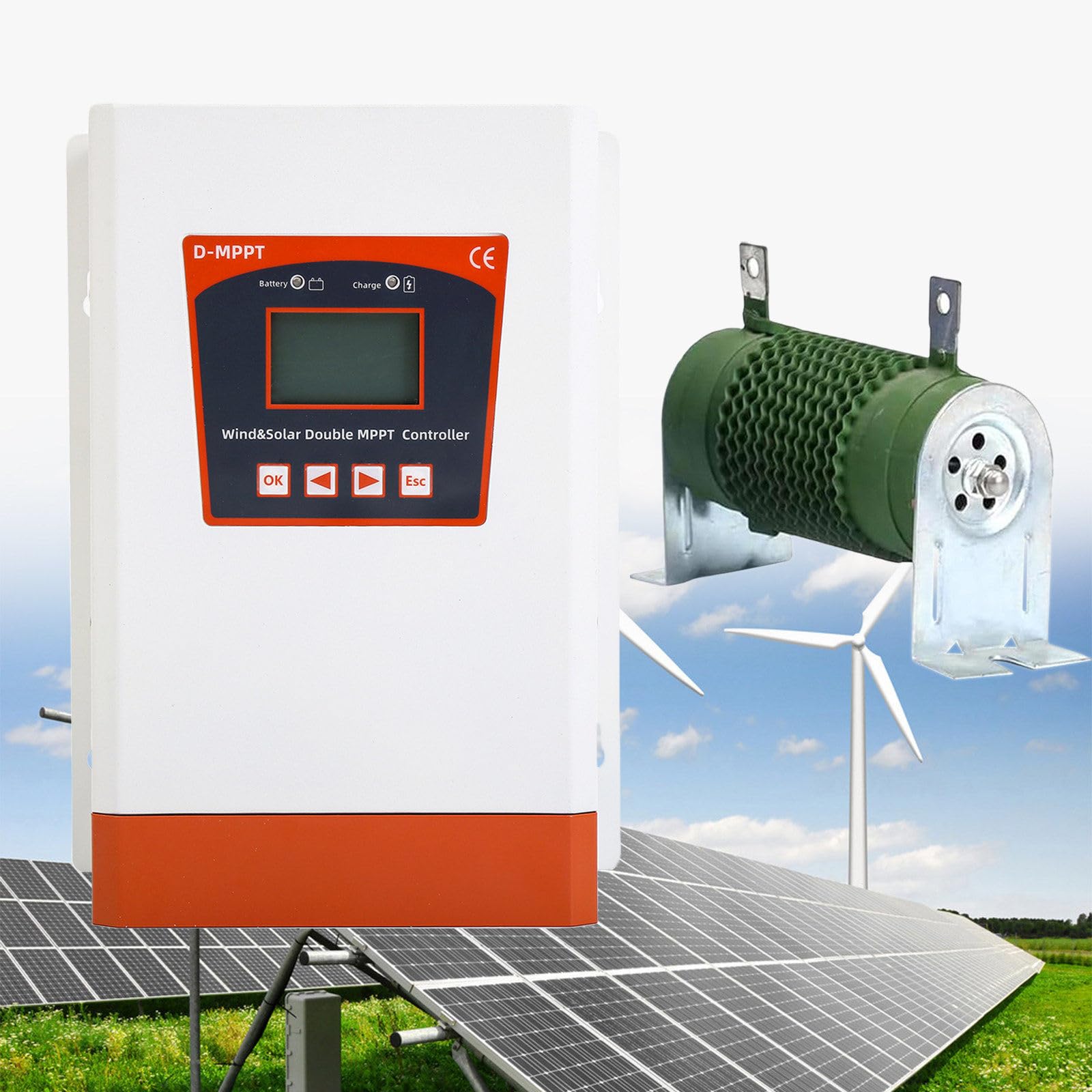 Kontroler Hybrydowych Systemów Wiatrowo-Słonecznych, Hybrydowy Podwójny Kontroler ładowania MPPT Wiatrowo-Słonecznego,12V/24V/48V Automatyczny, Wiatr 8000W Energia Słoneczna 4000W,24V/48V Auto