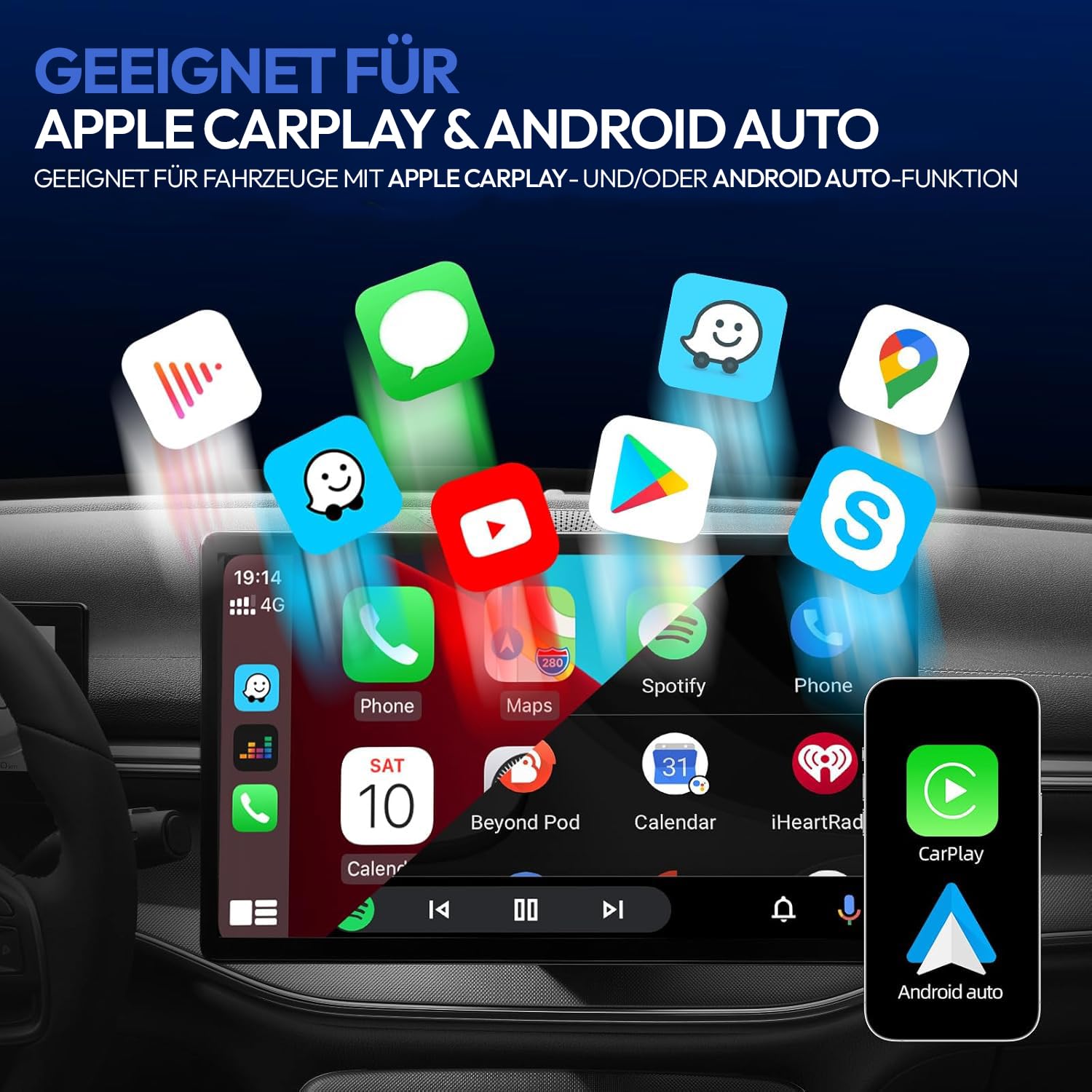 Meisterhome CarPlay Adaptateur sans fil Mise à niveau de CarPlay filaire vers sans fil (mise à jour en 2026), design mini USB-A et USB-C pour voitures avec jeu de voiture filaire, connexion rapide et