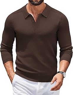 Jersey para Hombre Cuello Polo Manga Larga Suéter de Punto Negocios Suéter Informal Sweater Básico Color Sólido Regular Fit