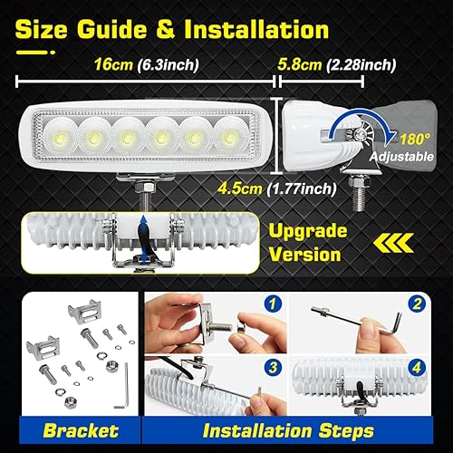 Miniatura 6 de WFPOWER Paquete de 2 luces LED marinas impermeables, 6 pulgadas, luz de inundación de muelle de cubierta para accesorios de barco, pontón, pesca,