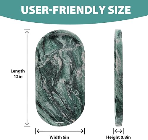 Miniatura 78 de Koville Bandeja de travertino italiano, bandeja decorativa de mármol de 12 x 6 pulgadas para encimera, catchall para perfumes, velas, plato