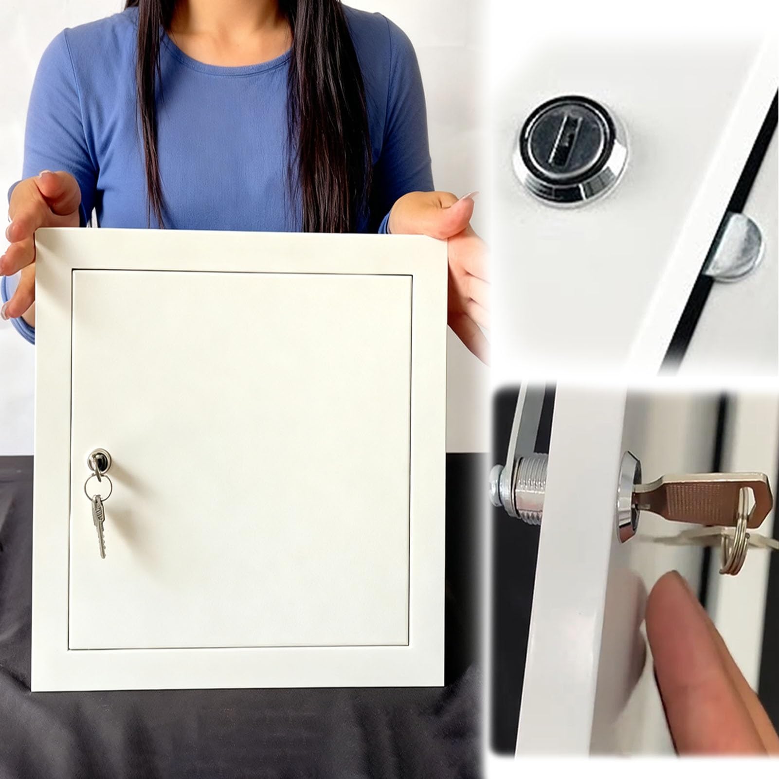 Trampilla pladur con cerradura integrada y tapa blanca para registro grande