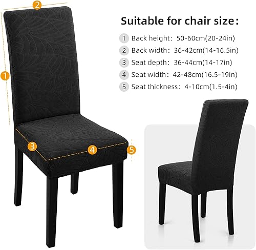 Miniatura 4 de YISUN - Juego de 6 fundas para silla de comedor, funda elástica de jacquard para silla Parsons, fundas extraíbles y lavables, protector de silla