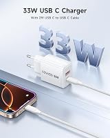 RAVIAD 33W USB-C Gyors Töltő GaN, 2 Port + 2m Kábel iPhone iPad MacBook Samsung 2