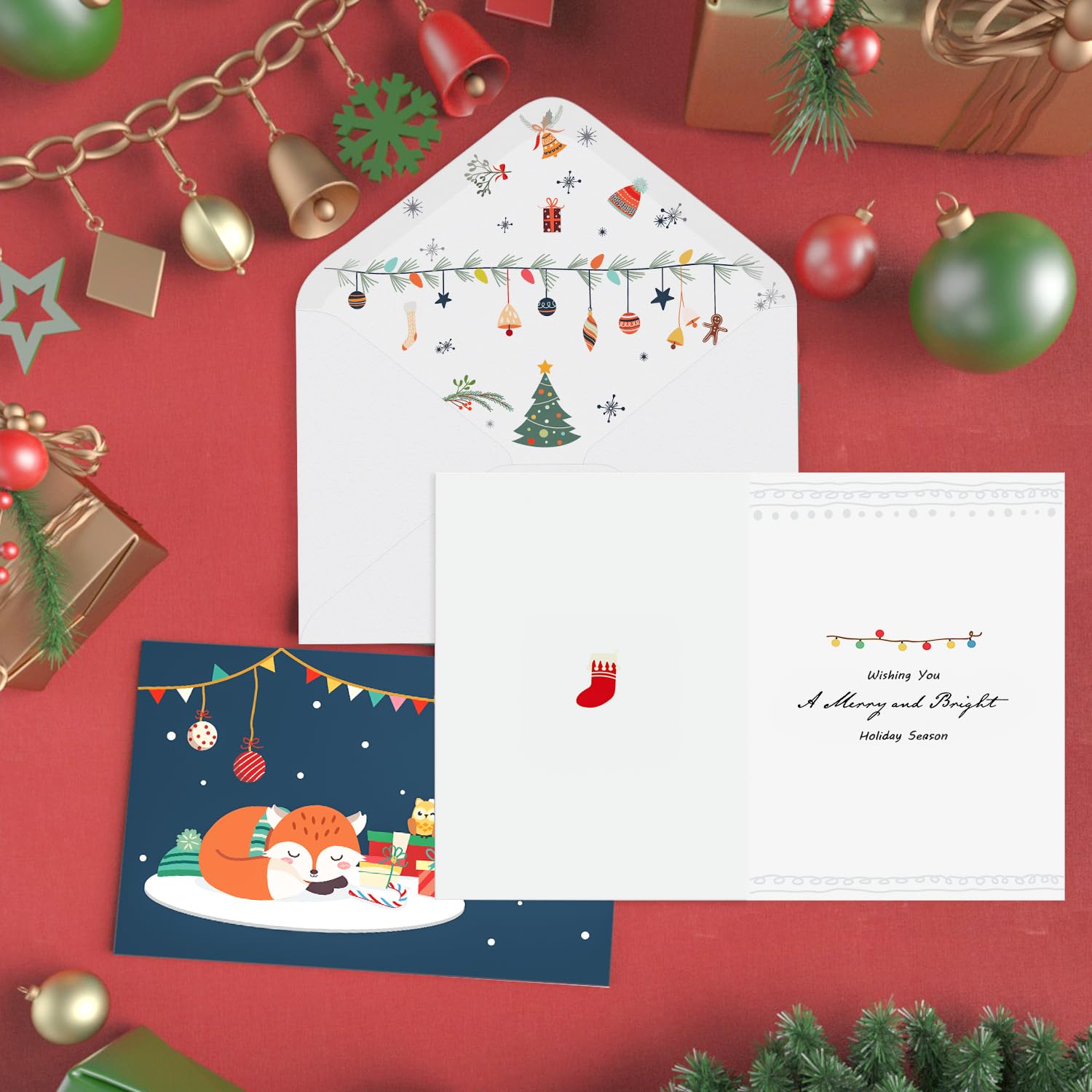 BGTCARDS Tarjetas de Navidad, 30 tarjetas de Feliz Navidad con sobres, 6 diseños surtidos, tarjetas de felicitación a granel y Año Nuevo, perfectas para enviar cálidos deseos de vacaciones a amigos y