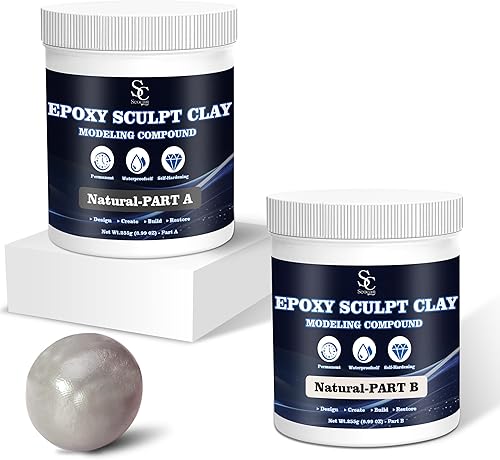 Miniatura 9 de Masilla epoxi para esculpir arcilla, 2 partes A y B para esculpir, modelado, construcción y reparación, 1 libra, natural