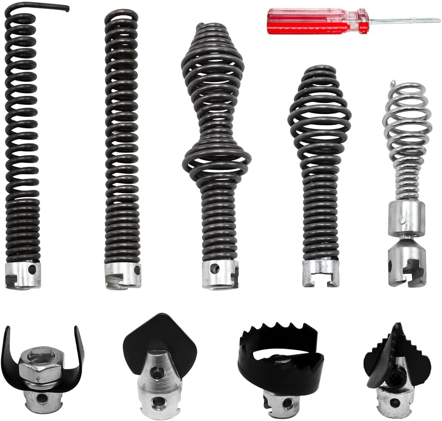 Drain Snake Drill Attachment for RIDGID K-400, C-4, C-6, C-7, C-8, and C-9, 10Pcs Drain Auger Cutter Kit Fits 5/8-Inch Cable, Efficient Clog Remover Roots Grease and Stubborn Clogs