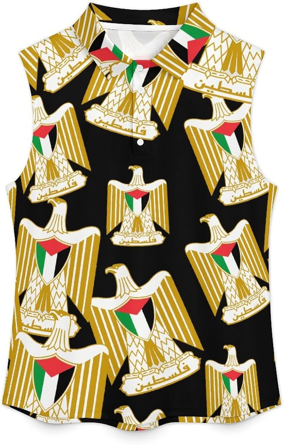 Coat of Arms of Palestine Women's Golf Shirt Sleeveless Polo Shirts Tank Tops Blouses Tennis T-Shirts Casual