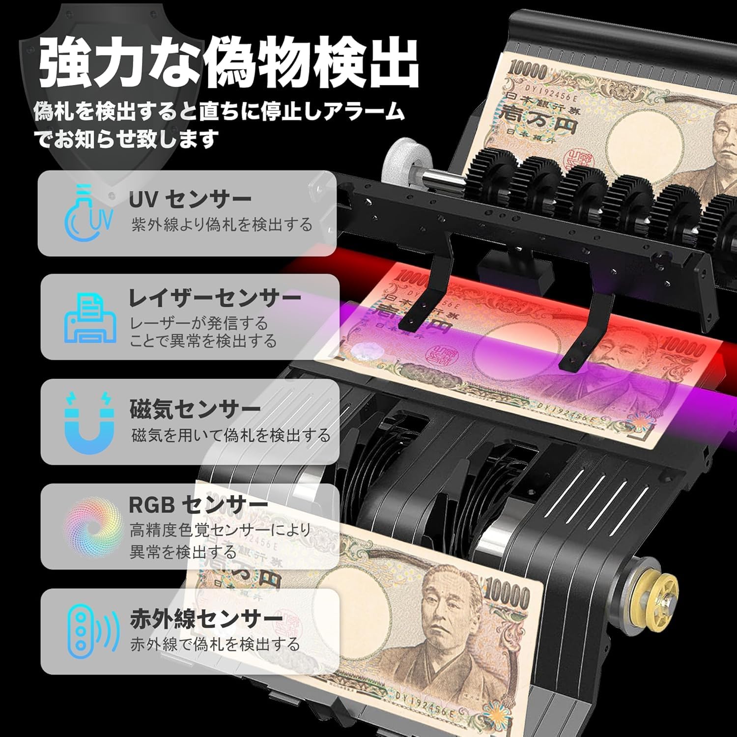 Amazon.co.jp: 紙幣カウンター 紙幣計数機 お札カウンター マネー