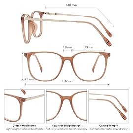 GUDVUE Blue Light Glasses, Computer Reading/Gaming/Phones Glasses, Anti Glare/UV400/Eye Strain, Brown/Golden