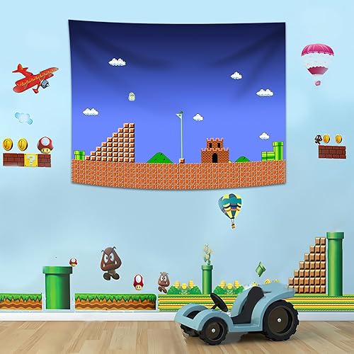 Miniatura 4 de Pounchi Tapiz Pixel Gaming (51 x 59 pulgadas con kit de ganchos), tapiz para colgar en la pared para dormitorio, sala de estar, dormitorio, para