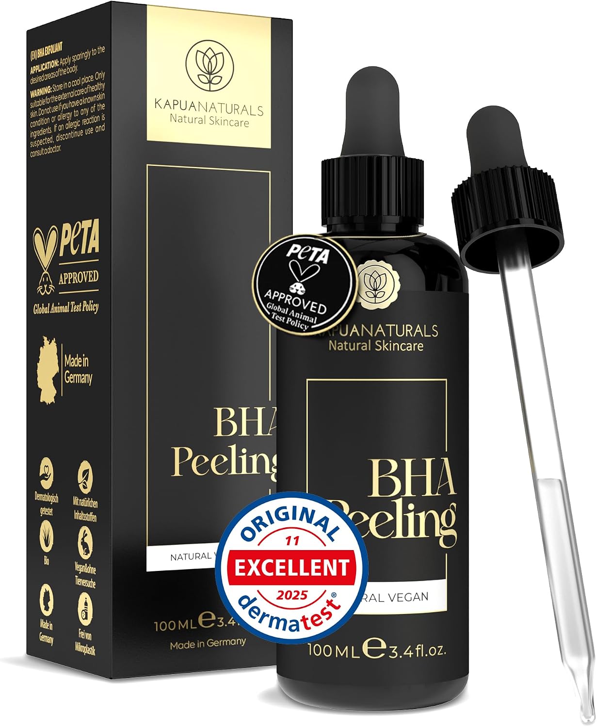 BHA Peeling 2% 100 ml   Face Peel with BHA + AHA   2% Salicylic Acid Exfoliant for Blackheads, Blemishes & Clogged Pores   Pore-Minimising   Blackhead Remover