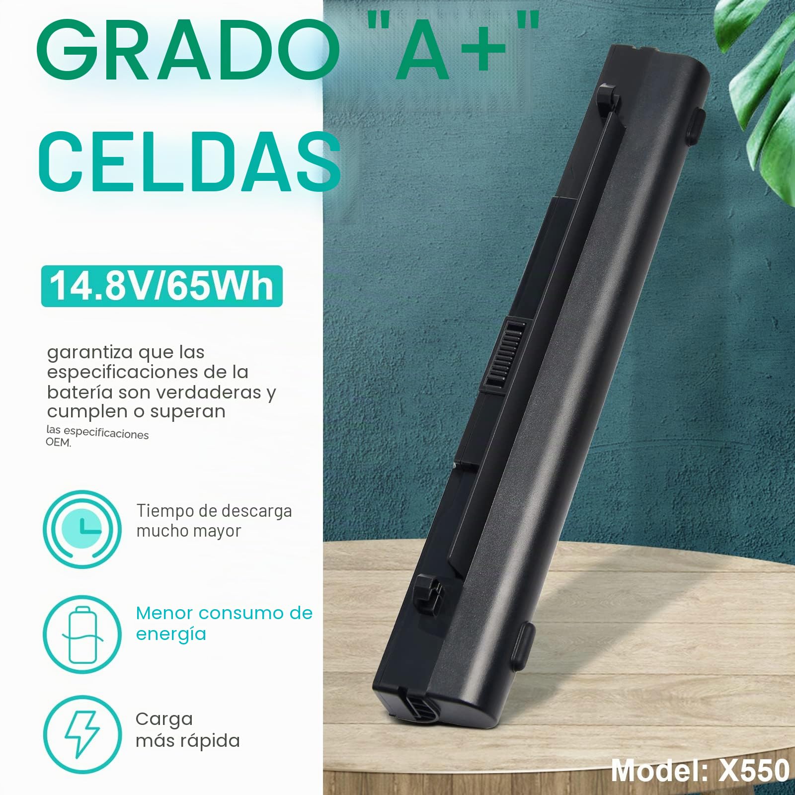 ASUNCELL 14.8V/4400mAh A41-X550A A41-X550 Batería del Ordenador portátil para ASUS R510C R510CA R510D R510DP R510E R510EA R510L R510LA R510V A450L A450LC A450V X450C X452 X452C X550C X550CA X550E