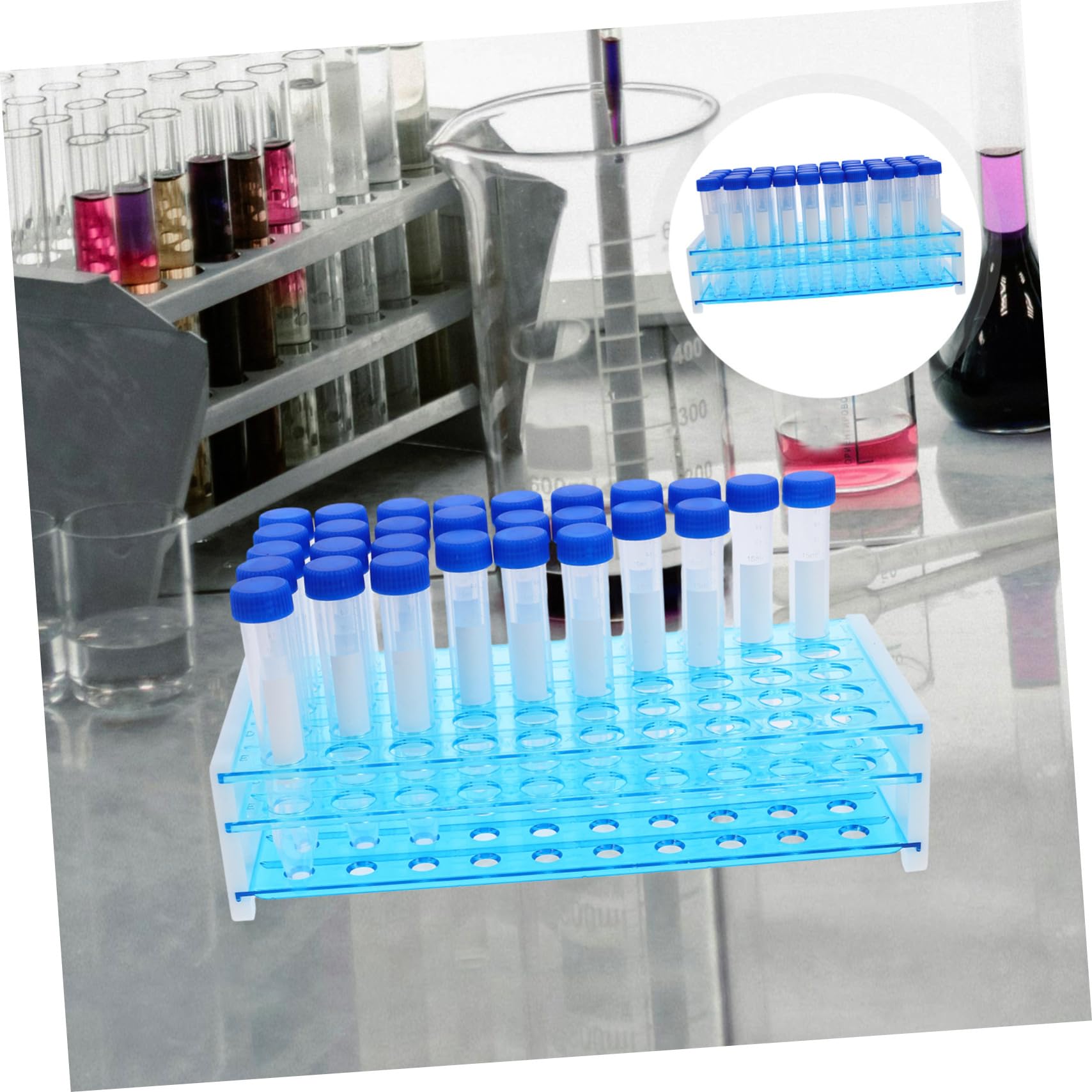 Lot de 100 Tubes à Centrifuger 15ml en Plastique Bleu avec Bouchon