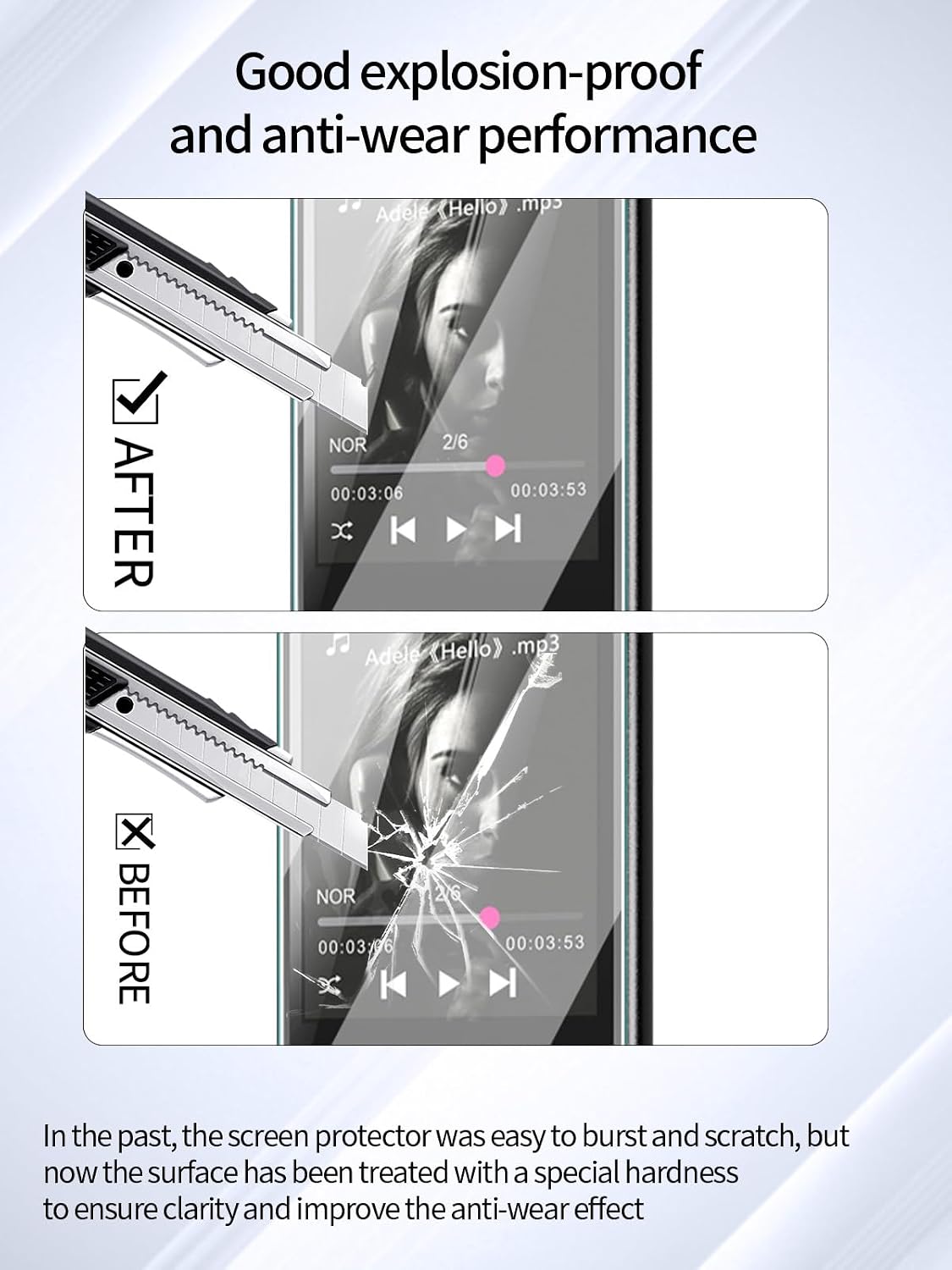 Screen Protector for PlayerPure A9 2.4" MP3 Player, High-definition Scratch Resistant Nanofilm Film,HD Clear,Bubble Free,Easy Installation,2 Pack